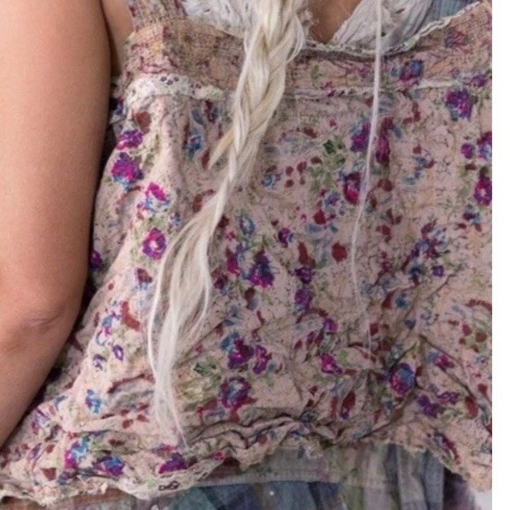 Magnolia Pearl Cotton Quilted Cropped Pink Floral Tank SOLD OUT NWT Miriam Amor‎ - Picture 7 of 9